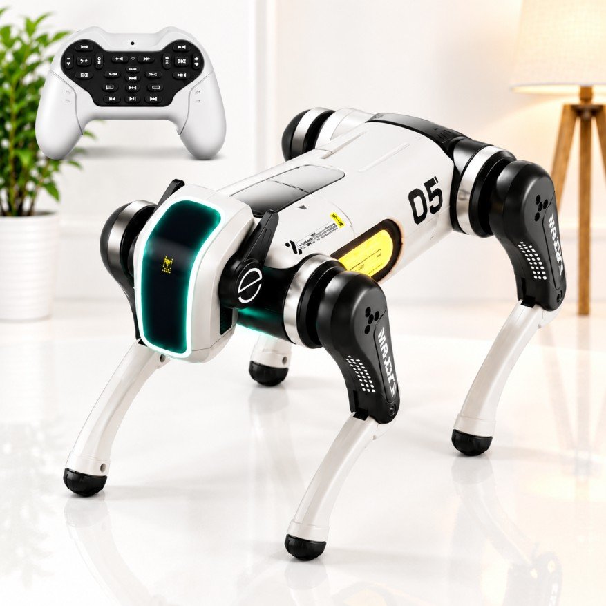 D5 Ai Robot Dog Car | Smart Remote Control Mechanical Dog Toy with LED Light